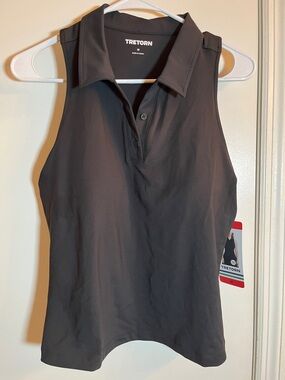 Tretorn Sleeveless Polo Tank - Charcoal